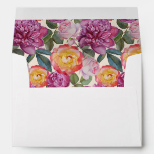 Enveloppe Bouquet floral coloré d'aquarelle - mariage