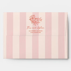 Enveloppe Bouquet rose floral Mariage en bande