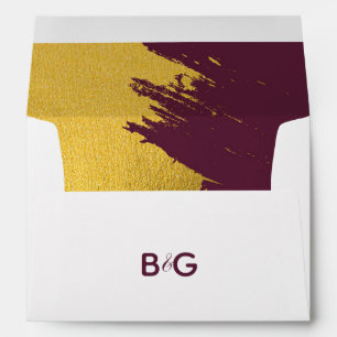 Enveloppe Bourgogne d'or, Monogramme 5x7 Faire-part de maria