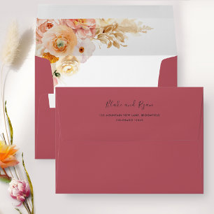 Enveloppe Bourgogne élégante avec fleurs de Pêche 