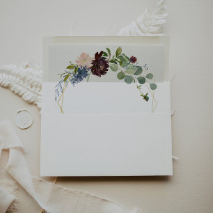 Enveloppe Bourgogne et Faire-part de mariage verte