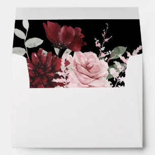 Enveloppe Bourgogne et rose pâle 6 Floral - Noir