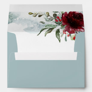Enveloppe Bourgogne Floral Hiver mariage