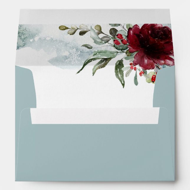 Enveloppe Bourgogne Floral Hiver mariage (Dos (Bas))