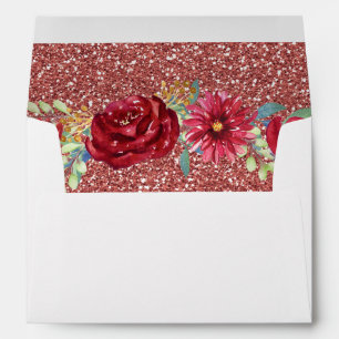 Enveloppe Bourgogne Floral Rose Fête des mariées Parties sci