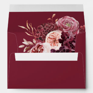 Enveloppe Bourgogne & Flore rose 8B 3