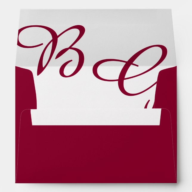 Enveloppe Bourgogne Initiales Automne 5x7 Faire-part de mari (Dos (Bas))