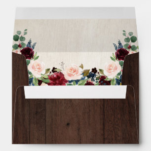 Enveloppe Bourgogne Marine Floral Rustique Bohème Adresse de