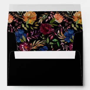 Enveloppe Bourgogne & Marine Orange Fall Floral 2 - Noir
