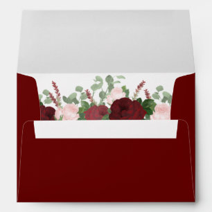 Enveloppe Bourgogne Marsala rougissent mariage floral rose