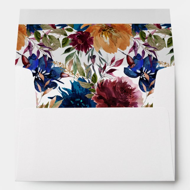 Enveloppe Bourgogne & Orange Nuit Floraison d'Automne (Dos (Bas))