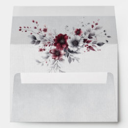 Enveloppe Bourgogne profond floral personnalisé aquarelle gr