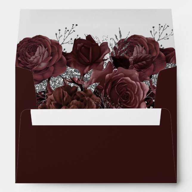 Enveloppe Bourgogne Roses Élégant Toutes Les Occasions (Dos (Bas))