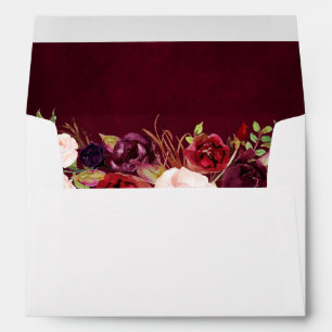 Enveloppe Bourgogne Rouge Floral Boho Retour Adresse Envelop