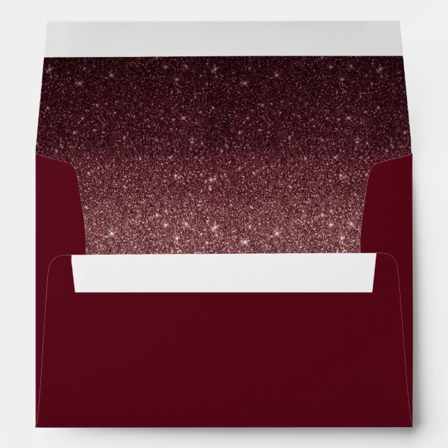 Enveloppe Bourgogne Rouge moderne Faux Mariage Parties scint (Dos (Bas))