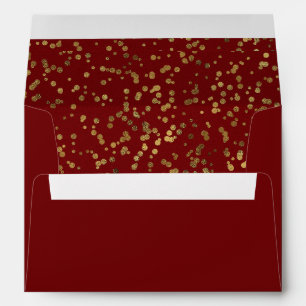 Enveloppe Bourgogne Rouge or Confetti Enregistrer la date