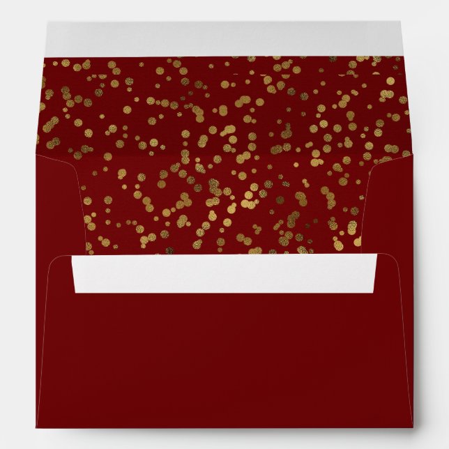Enveloppe Bourgogne Rouge or Confetti Enregistrer la date (Dos (Bas))