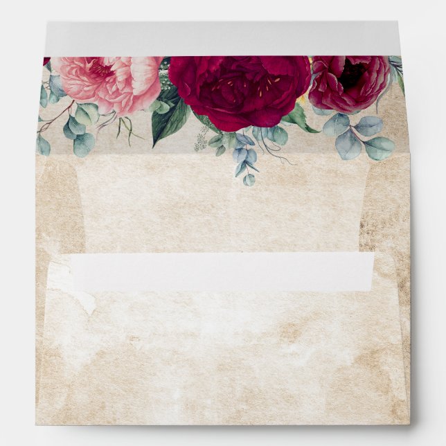 Enveloppe Bourgogne Rouges et Mariage de automne Rose (Dos (Bas))