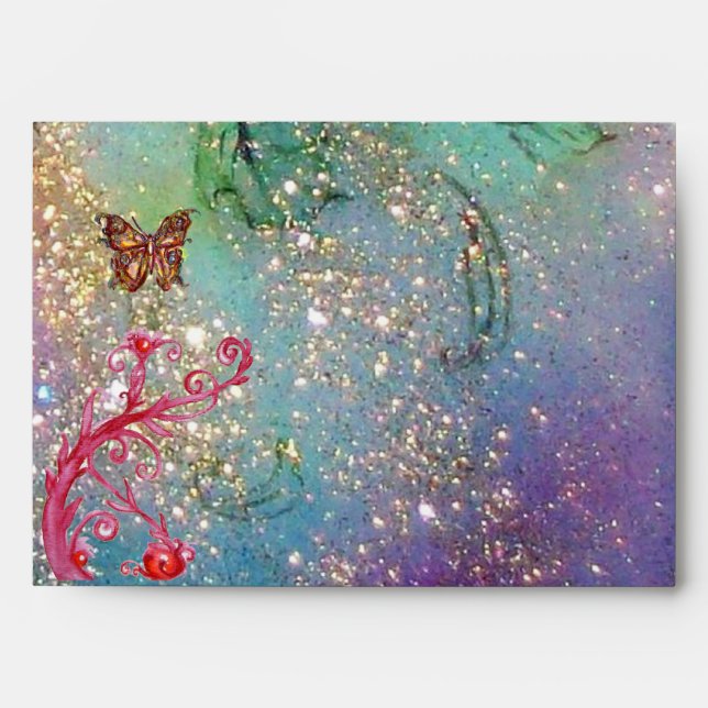 ENVELOPPE BOUTEILLE D'OR EN AQUA TURQUOISE BLEU SPARKLES SWI (Devant)