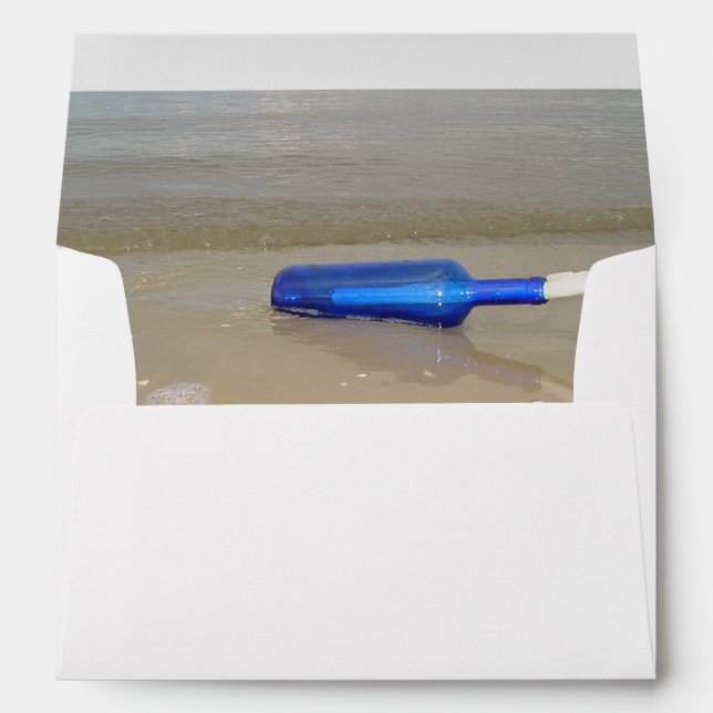 Enveloppe Bouteille Sur Le Sable De Plage 5x7 Faire-part de  (Dos (Bas))