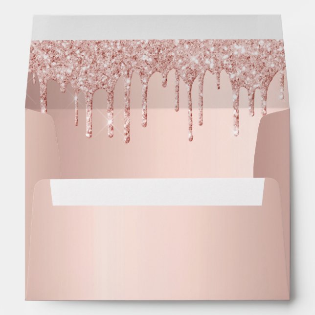Enveloppe Boutons de parties scintillant d'or rose anniversa (Dos (Bas))