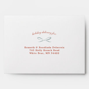 Enveloppe Bow Bleu Festif avec Liner Photo Personnalisé