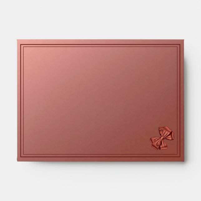Enveloppe Bow en satin rose or - Faire-part de mariage (Devant)