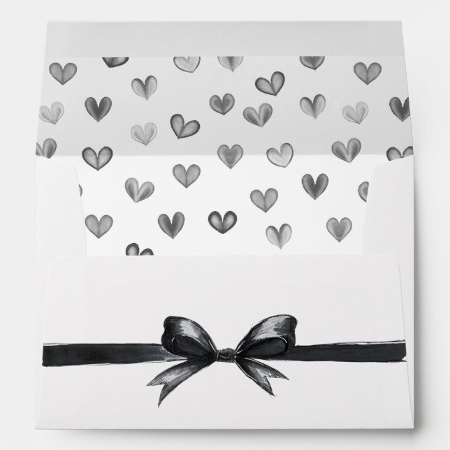 Enveloppe Bow noir et blanc | Mariage élégant | Monochrome (Dos (Bas))