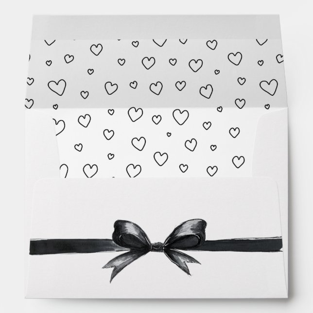 Enveloppe Bow noir et blanc | Mariage élégant | Monochrome (Dos (Bas))