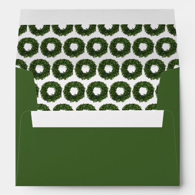Enveloppe Boxe peinte à la main Wreath Green Christmas (Dos (Bas))