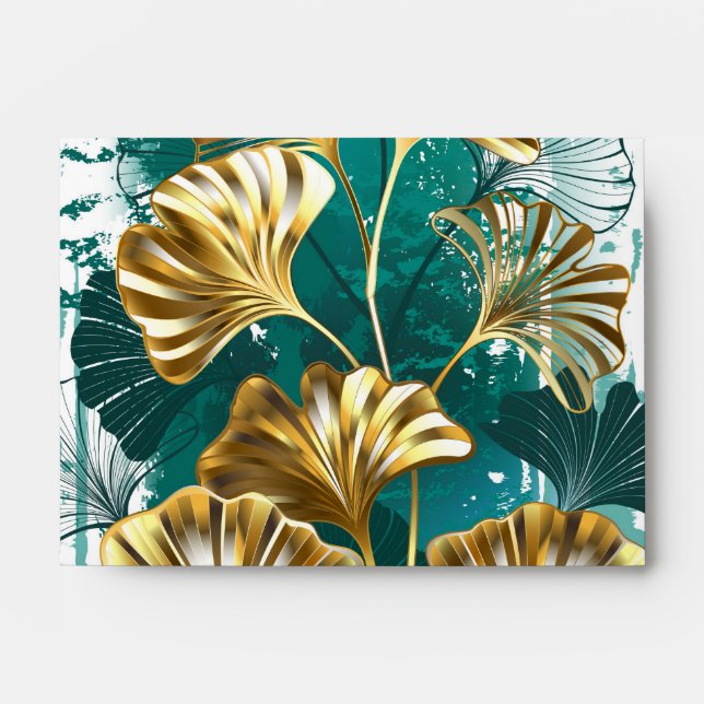 Enveloppe Branche avec Feuilles d'or Ginko Biloba (Devant)