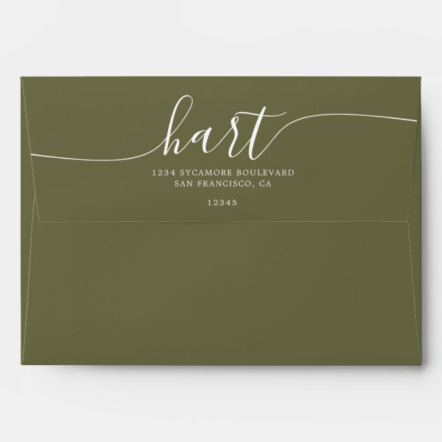 Enveloppe Branche d'olive avec le script blanc Adresse de re (Dos (Haut rabat))