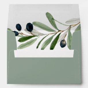 Enveloppe Branche Olive moderne Faire-part de mariage vert