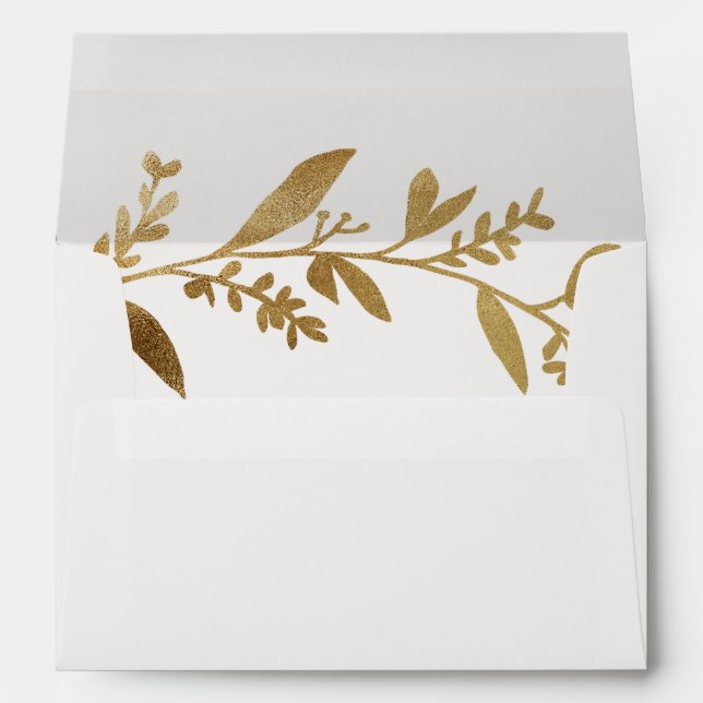 Enveloppe Branches courbes | Faire-part de mariage or (Dos (Bas))