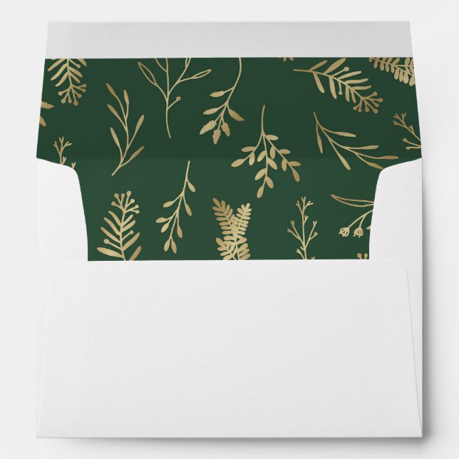Enveloppe Branches Feuilles d'or Noël Vacances À feuillage p (Dos (Bas))