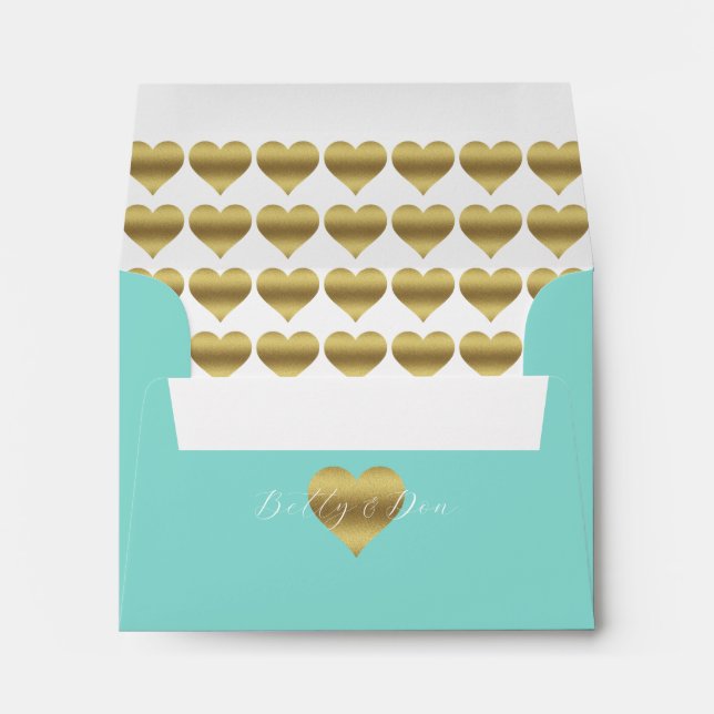 Enveloppe BRIDE Gold Heart Celebration Bridal Party (Dos (Bas))
