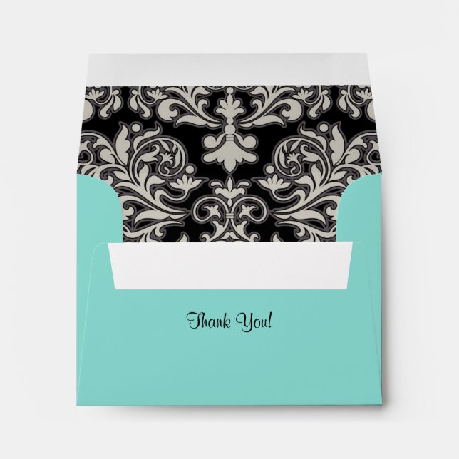 Enveloppe BRIDE Paisley Turquoise Blue Merci douche (Dos (Bas))