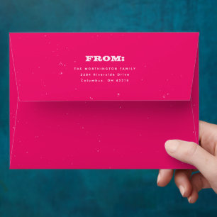 Enveloppe Bright bold magenta pointillé adresse de retour