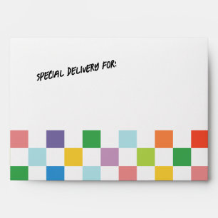 Enveloppe Bright Rainbow Checkboard Fun Party