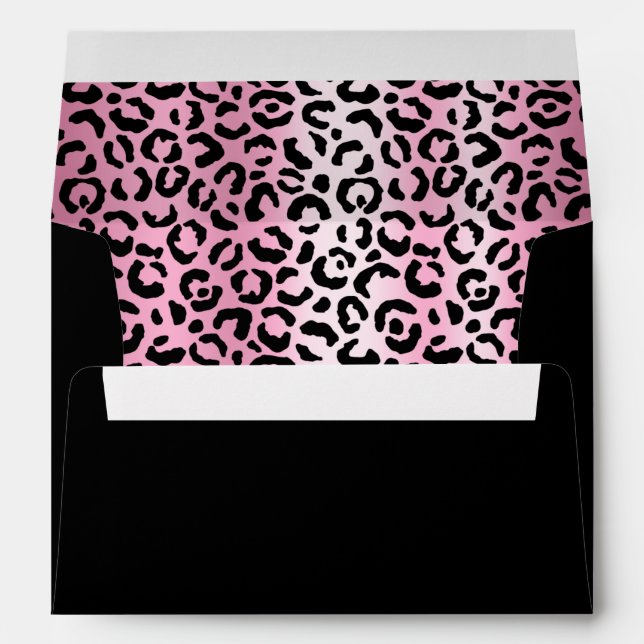 Enveloppe Brillant noir et rose Gradient léopard Glam (Dos (Bas))
