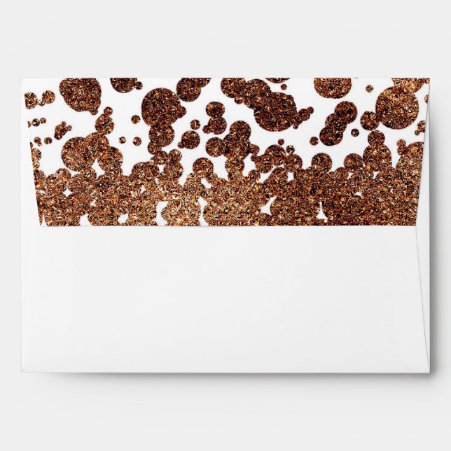 Enveloppe Bronze et blanc Confetti Dots Glamor Shimmer (Dos (Haut rabat))