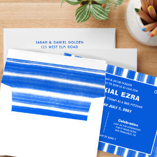 Enveloppe Brosse Bleu Bat mitzvah de la barre personnalisée
