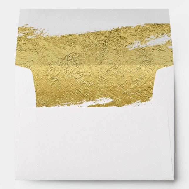 Enveloppe Brosse de feuille d'or élégant moderne (Dos (Bas))