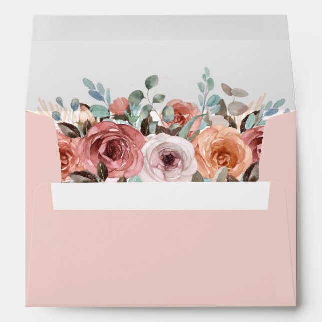 Enveloppe Brosse Ethérée Florale, Script Élégant, (Dos (Bas))