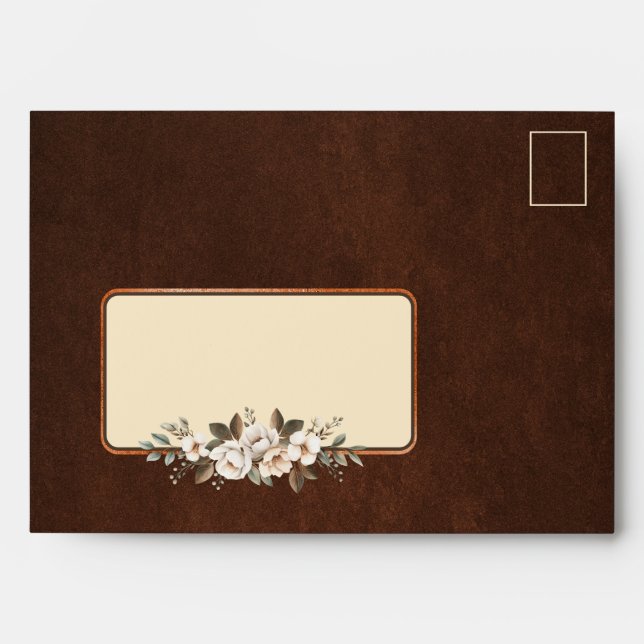 Enveloppe Brown & Cream Floral Neutral Envelope (Devant)