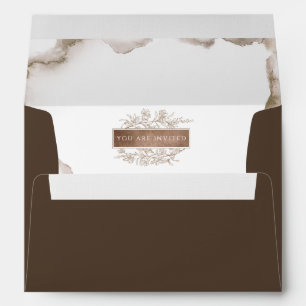 Enveloppe Brown, Élégant Monogramme, Mariage d'aquarelle ter