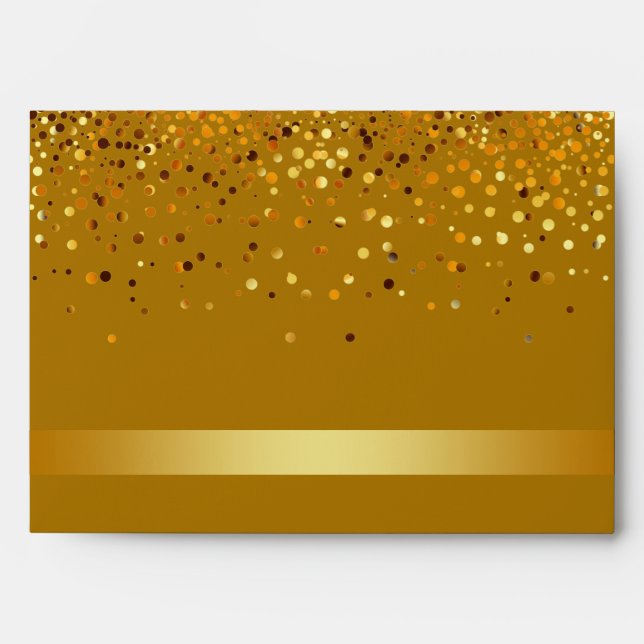Enveloppe Brown et or Foil Faux Parties scintillant Mariage  (Devant)