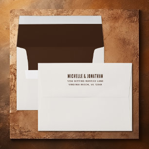 Enveloppe Brown rustique et crème Boho Mariage occidental
