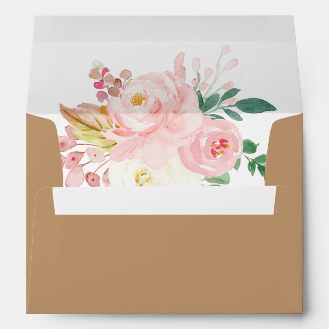 Enveloppe Brown Rustique Kraft Botanique Ressort Floral Mari (Dos (Bas))