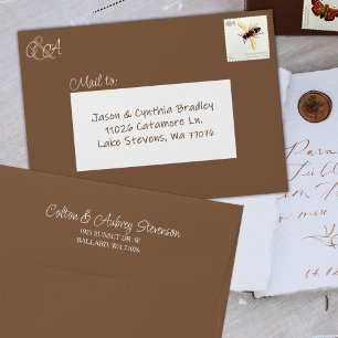 Enveloppe Brown rustique, Mariage de monogramme 5x7 préadres